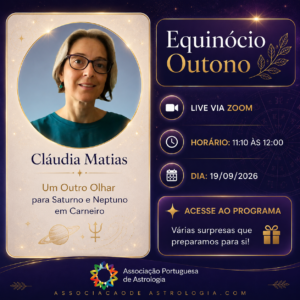 O Equinócio de Outono corresponde à primeira oposição do Sol ao grau da conjunção de Saturno-Neptuno em Carneiro, propiciando a análise das primeiras manifestações, ao nível coletivo, do recém-iniciado ciclo entre estes planetas; e a consciencialização de como temos vivenciado individualmente as energias simbolizadas pelo trânsito dos mesmos em Carneiro.
